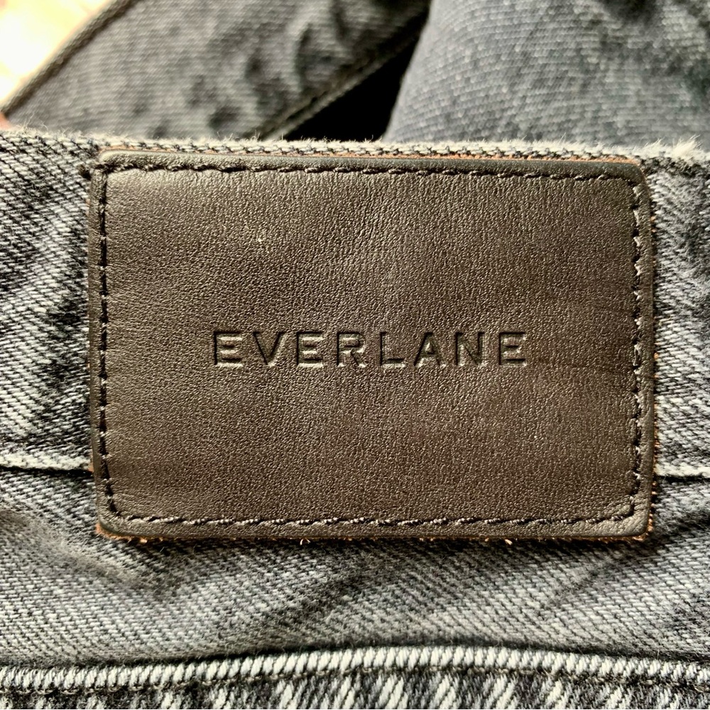 Everlane Black Wash Straight Button Front Denim Jeans Cotton 90s Cheeky 26 Ankle - Picture 3 of 13